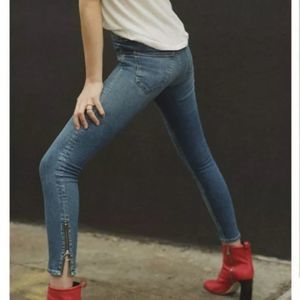 Rag and Bone Model 0-Ring Zip Skinny Stretch Dark Blue Wash Ankle Jeans